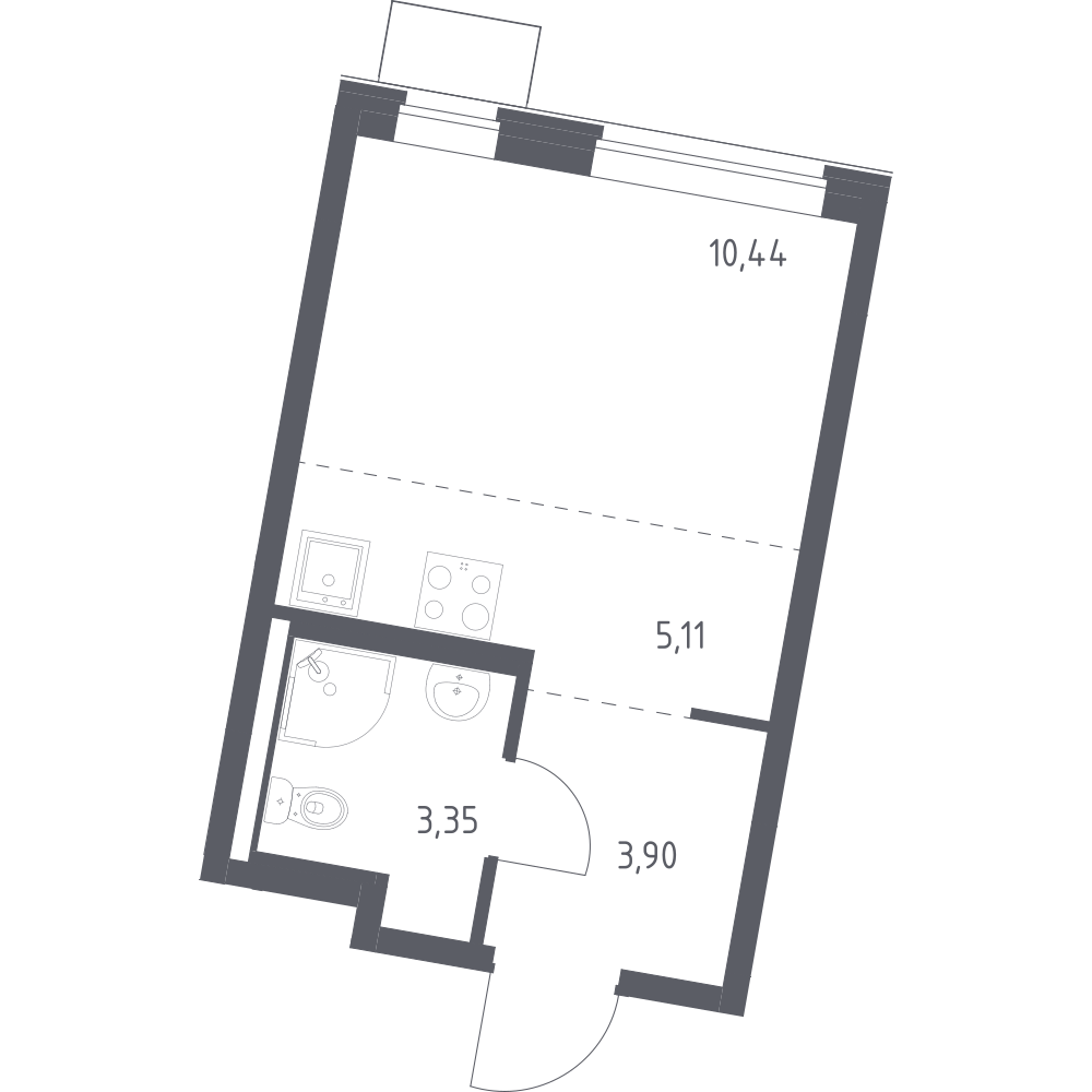 Студия 22 м2 в ЖК Квартал Западный корпус null этаж 7