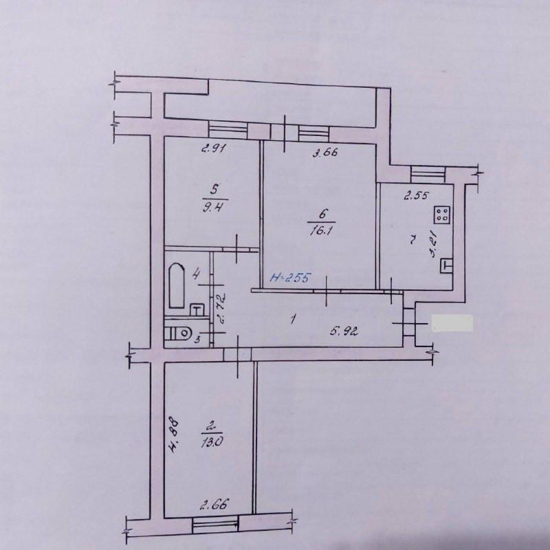 3-комнатная 61.2 м2 в ЖК undefined корпус null этаж 4