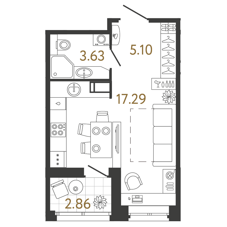 Студия 26 м2 в ЖК Ultra City 3.0 корпус null этаж 11