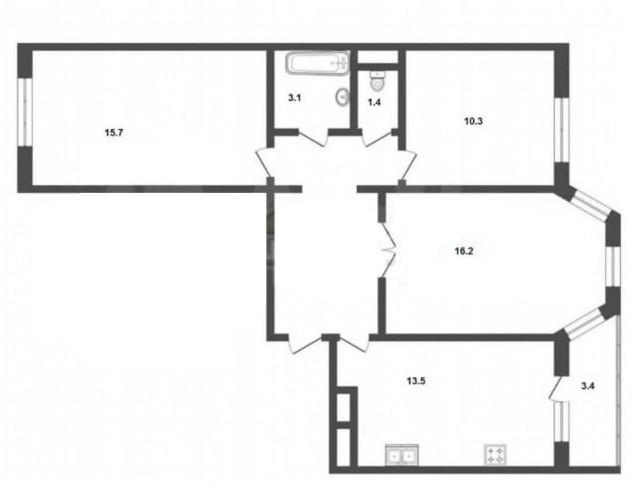 3-комнатная 71.4 м2 в ЖК undefined корпус null этаж 8