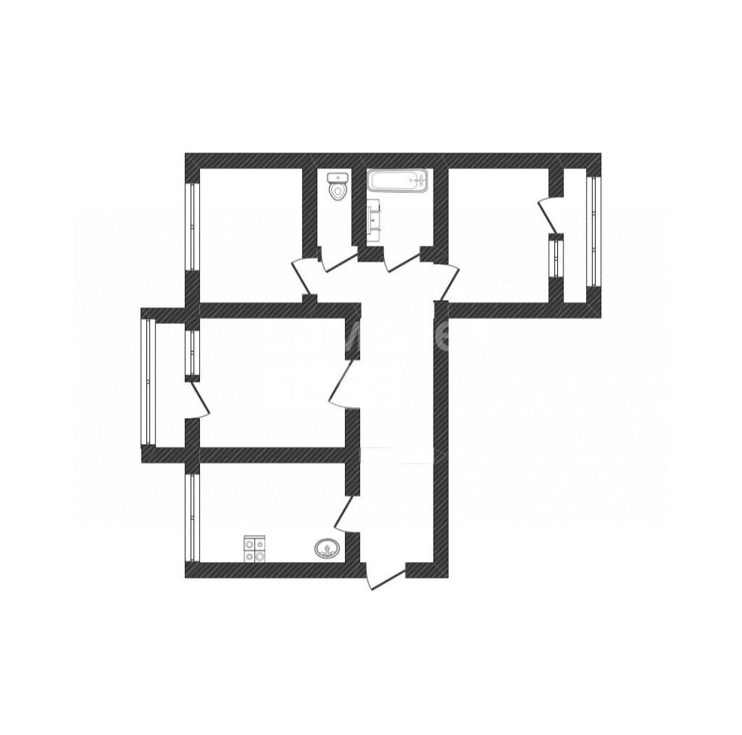 3-комнатная 69 м2 в ЖК undefined корпус null этаж 7