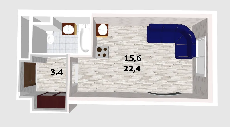 Студия 22.5 м2 в ЖК undefined корпус null этаж 13