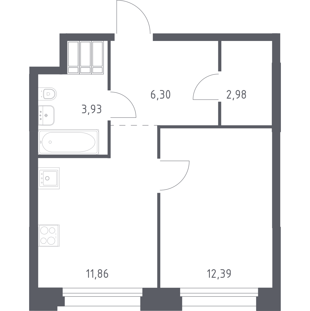 1-комнатная 37 м2 в ЖК Тропарево Парк корпус null этаж 17