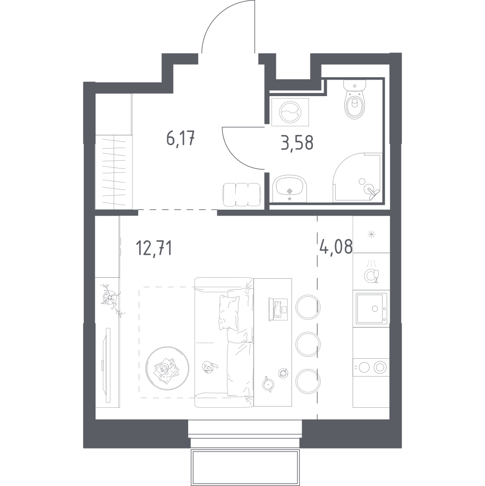 Студия 26 м2 в ЖК Долина Яузы корпус null этаж 3