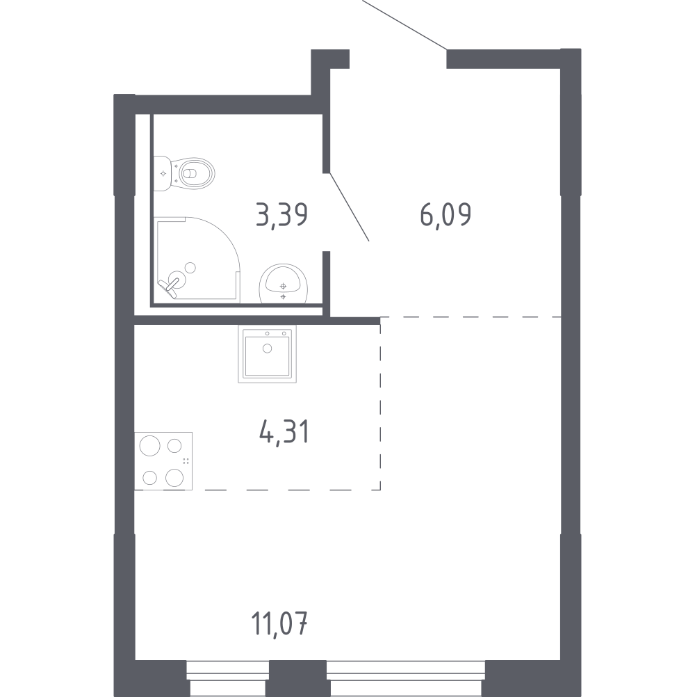 Студия 24 м2 в ЖК Чаркова 72 корпус null этаж 6