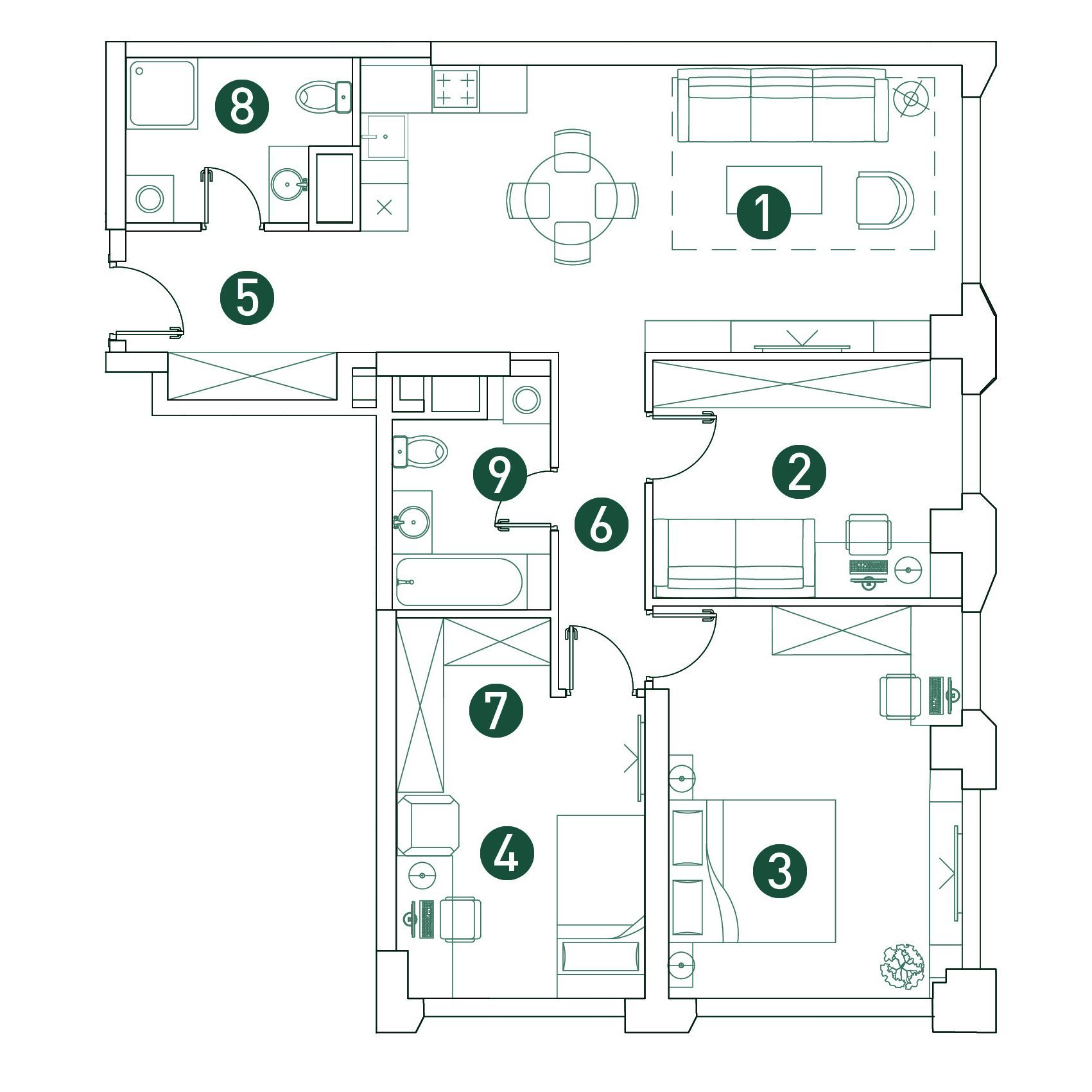 4-комнатная 91 м2 в ЖК ВЭРИ корпус null этаж 14