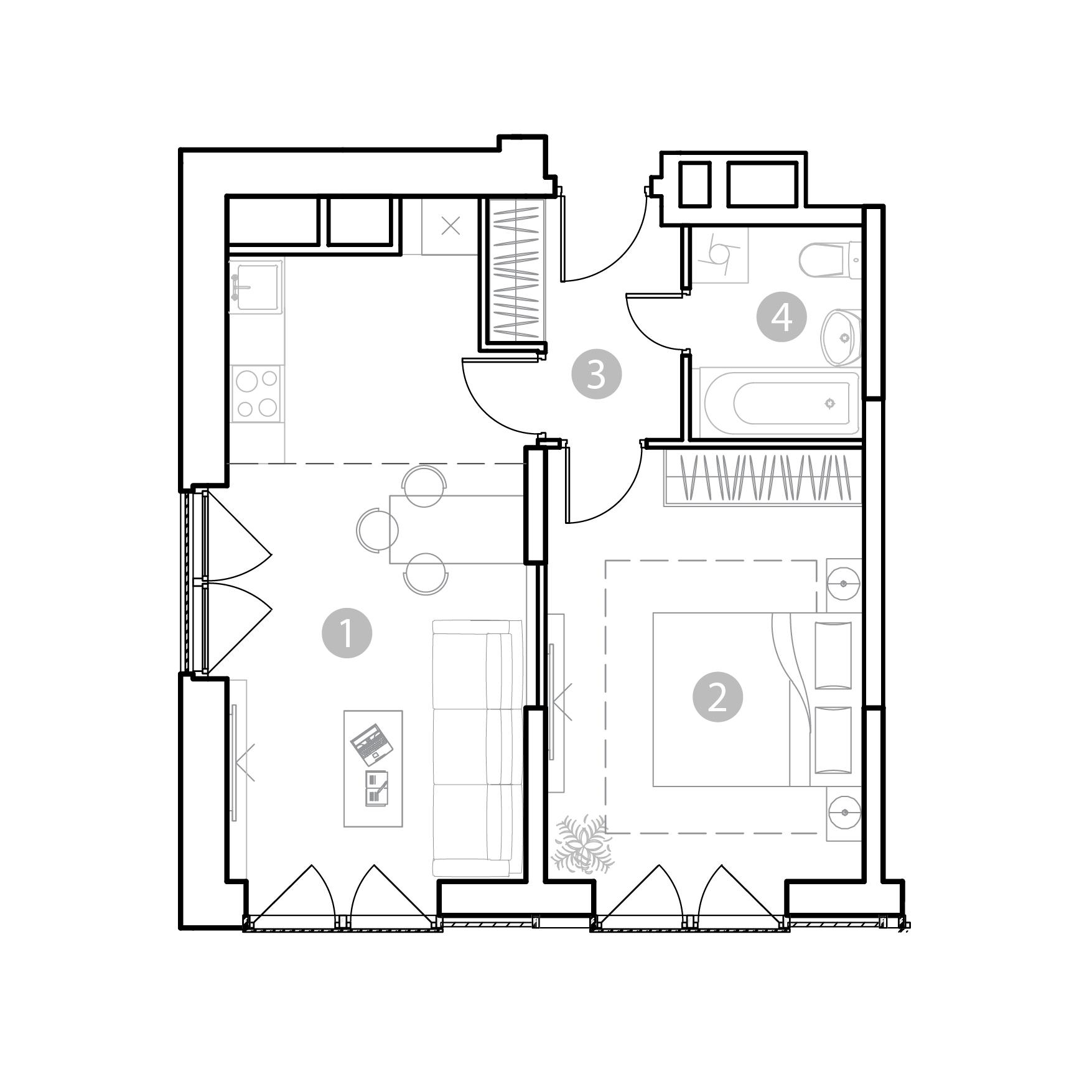 2-комнатная 45 м2 в ЖК ЭвоПарк Сокольники корпус null этаж 6