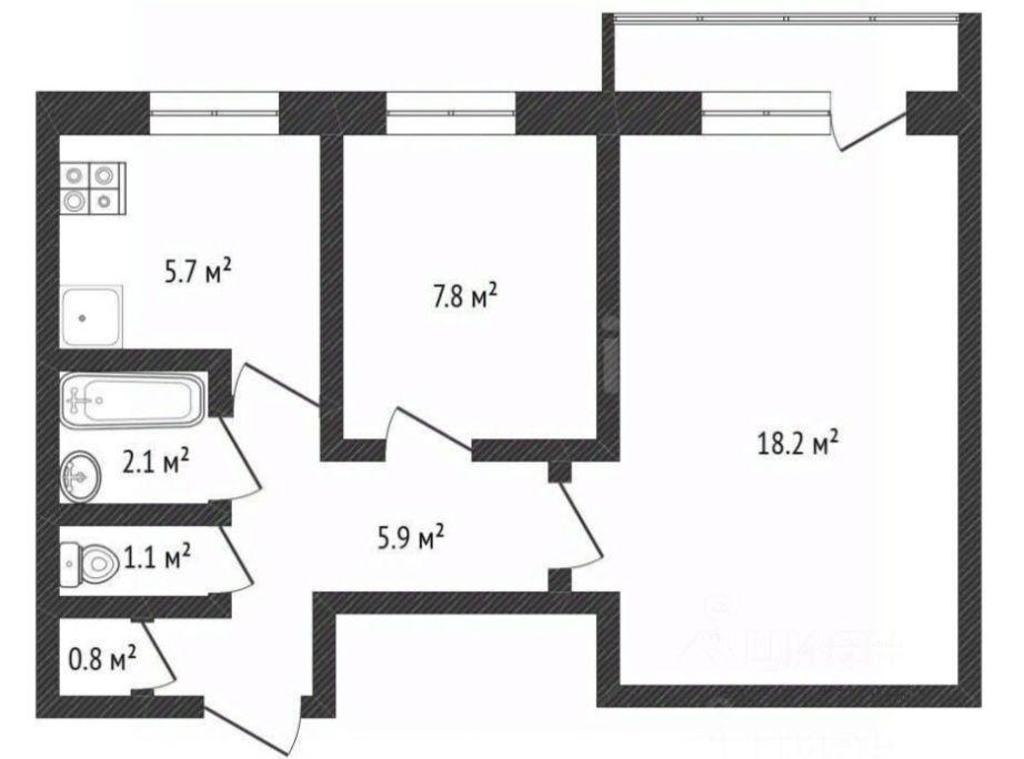 2-комнатная 41.3 м2 в ЖК undefined корпус null этаж 3