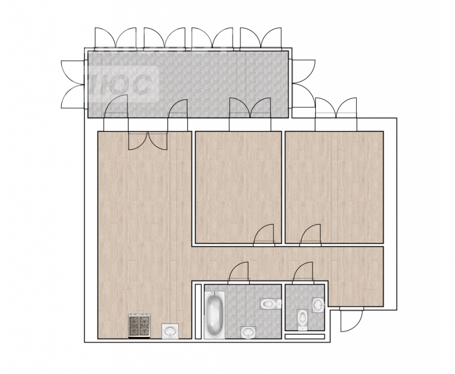 2-комнатная 57.7 м2 в ЖК undefined корпус null этаж 1