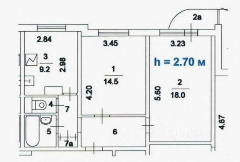 2-комнатная 53.7 м2 в ЖК undefined корпус null этаж 15