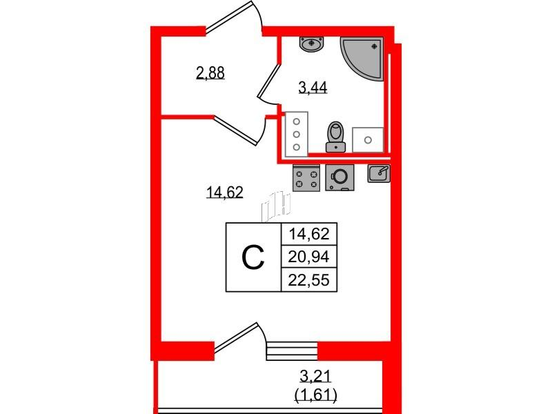 Студия 22 м2 в ЖК Master Place корпус null этаж 6
