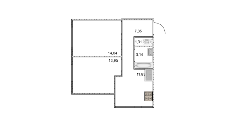 2-комнатная 52.1 м2 в ЖК undefined корпус null этаж 13