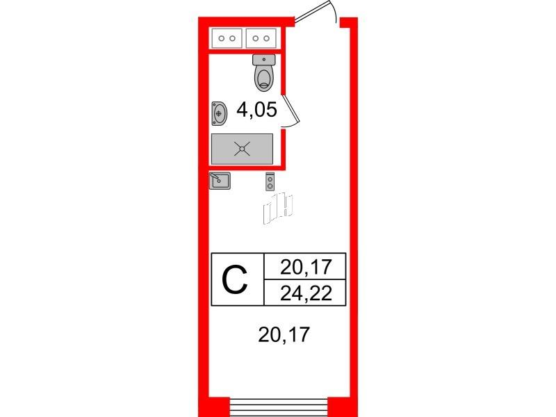 Студия 24 м2 в ЖК Ladozhsky Avenir корпус null этаж 10