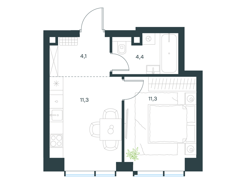 1-комнатная 31 м2 в ЖК Павелецкая Сити корпус null этаж 32