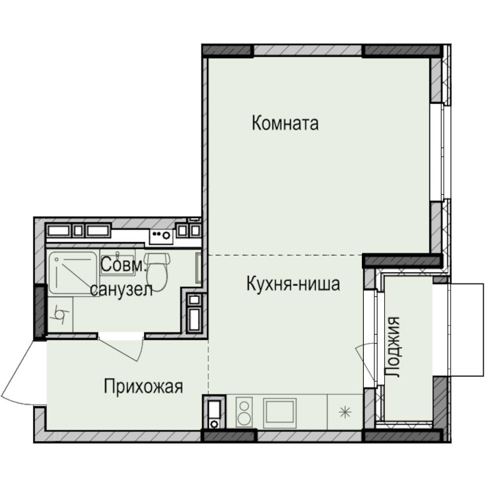 Студия 28 м2 в ЖК Скандинавия корпус null этаж 5