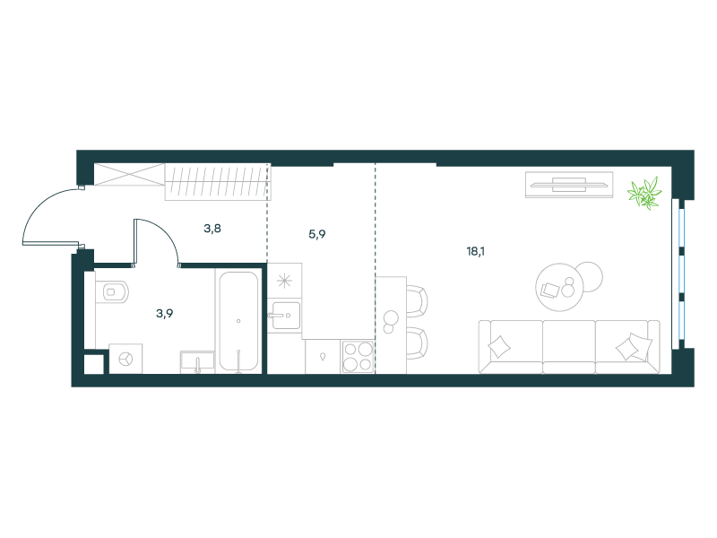 Студия 31 м2 в ЖК Левел Южнопортовая корпус null этаж 26