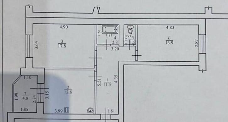 2-комнатная 63.7 м2 в ЖК undefined корпус null этаж 1