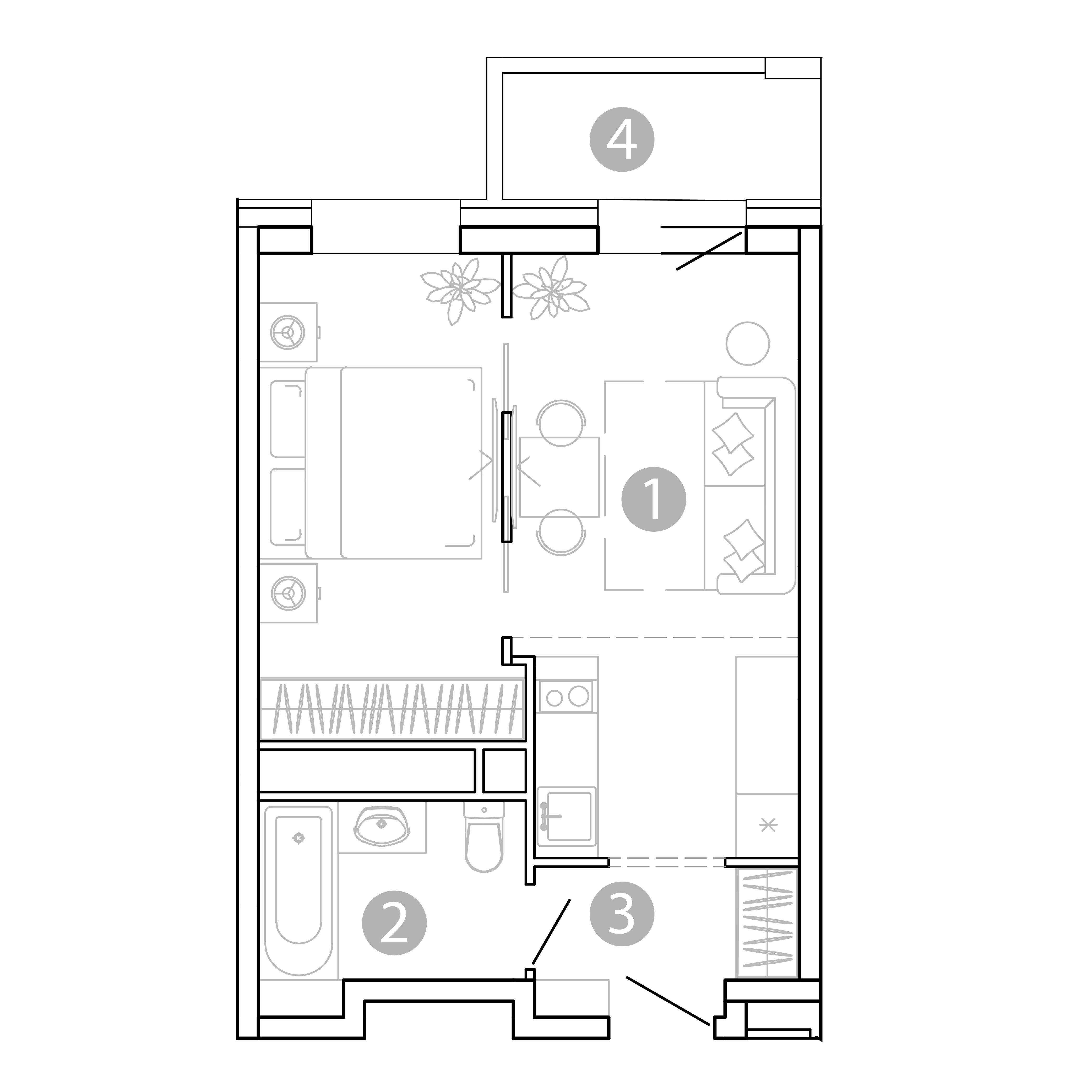 1-комнатная 34 м2 в ЖК Сенсация корпус null этаж 5