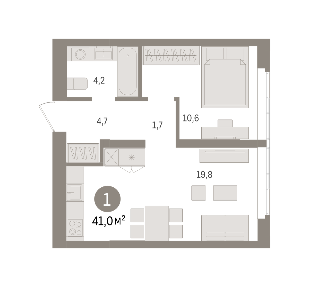 1-комнатная 40 м2 в ЖК Европейский берег корпус null этаж 15