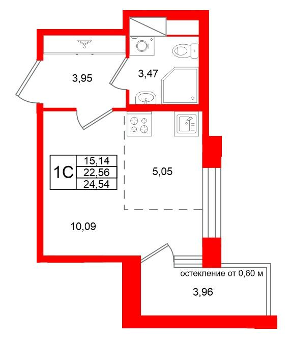 Студия 22 м2 в ЖК Титул в Московском корпус null этаж 10