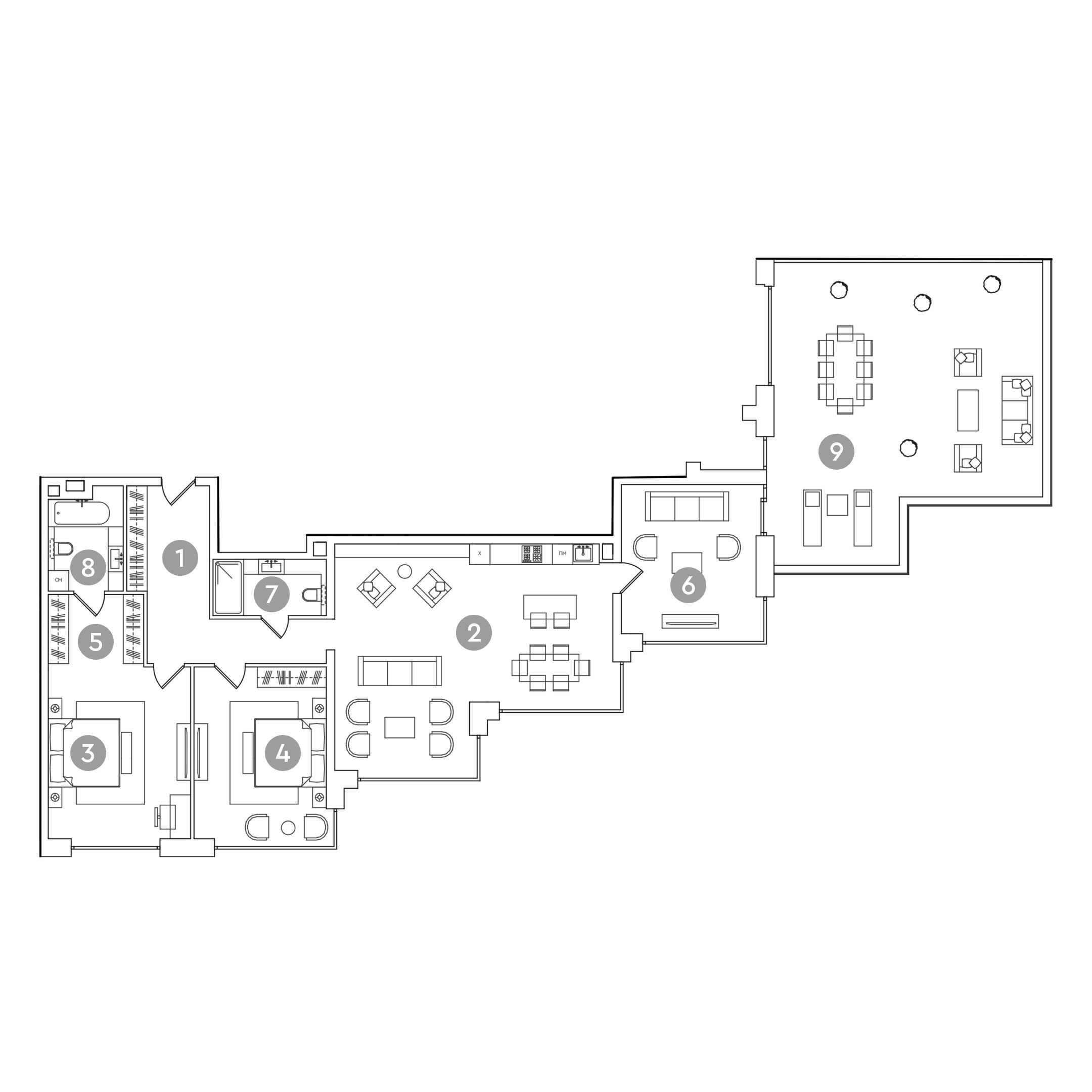4-комнатная 207 м2 в ЖК RED7 корпус null этаж 15