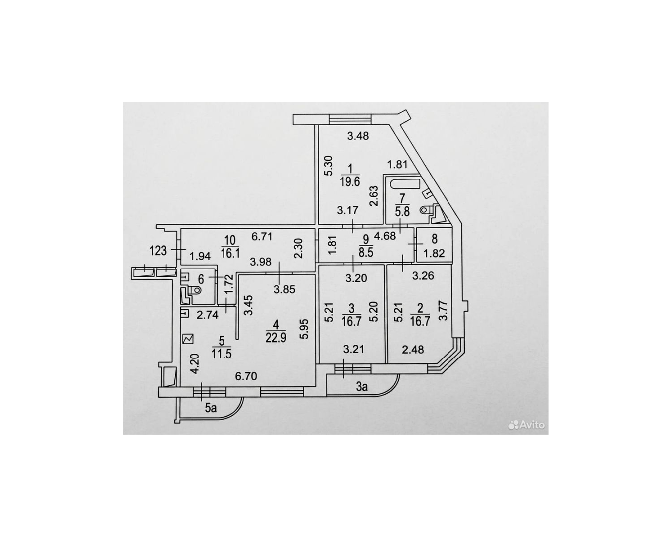 4-комнатная 123.8 м2 в ЖК undefined корпус null этаж 5
