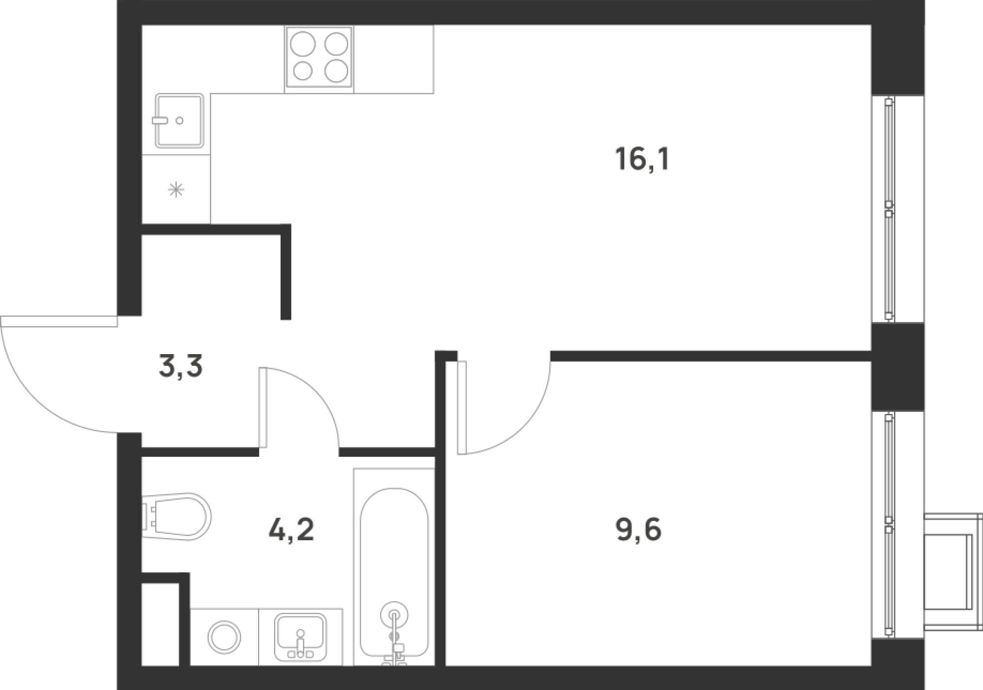 1-комнатная 33 м2 в ЖК Foreville корпус null этаж 8