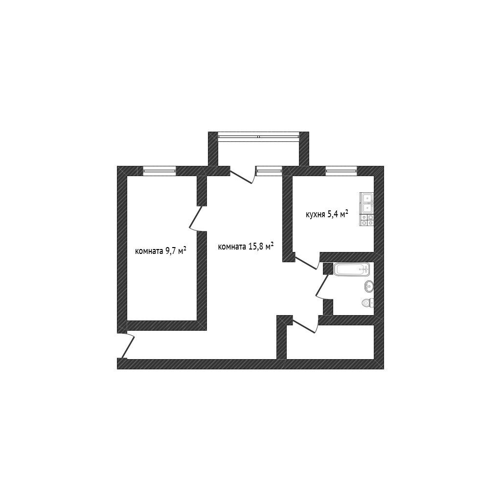 2-комнатная 42 м2 в ЖК undefined корпус null этаж 4