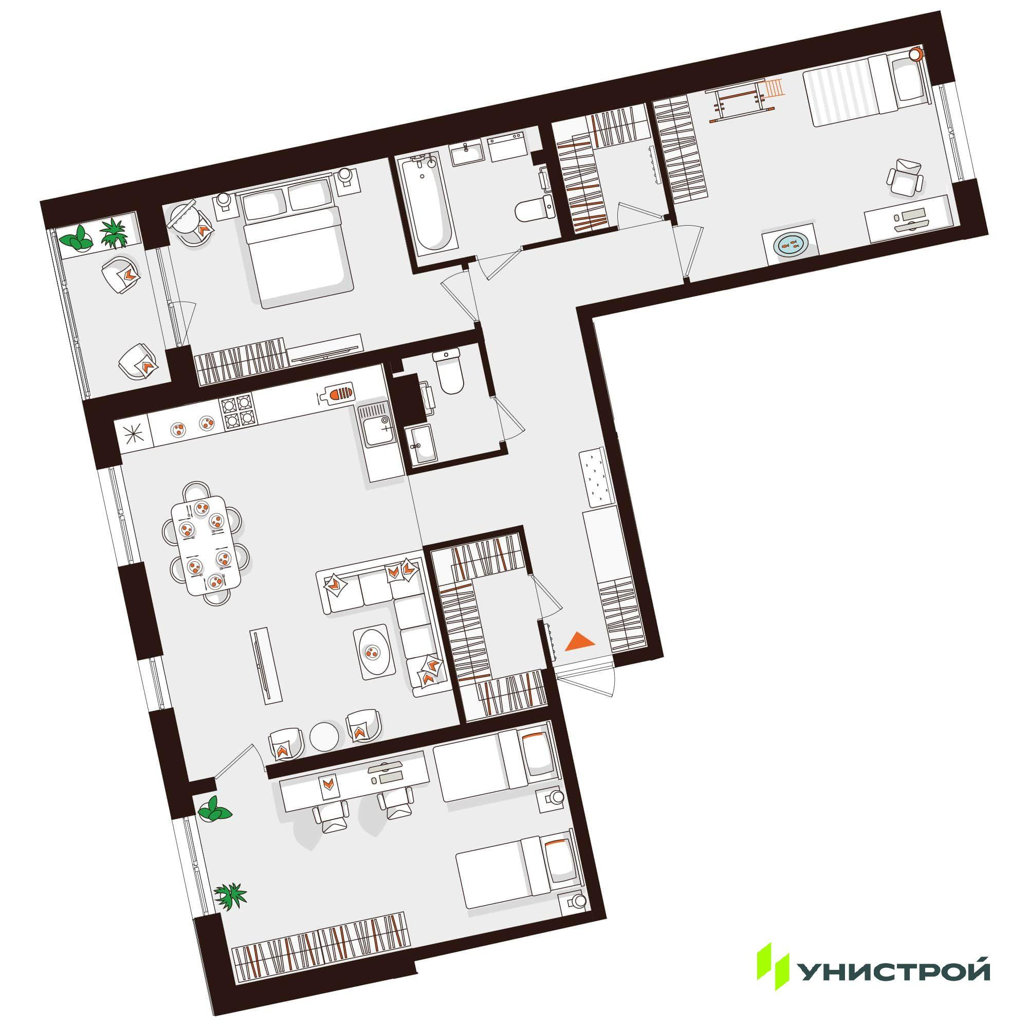 3-комнатная 102 м2 в ЖК Лисино корпус null этаж 3