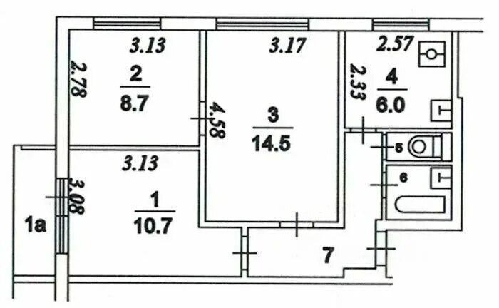 3-комнатная 51.1 м2 в ЖК undefined корпус null этаж 9