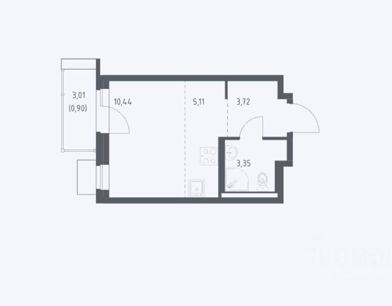 Студия 23.5 м2 в ЖК undefined корпус null этаж 2