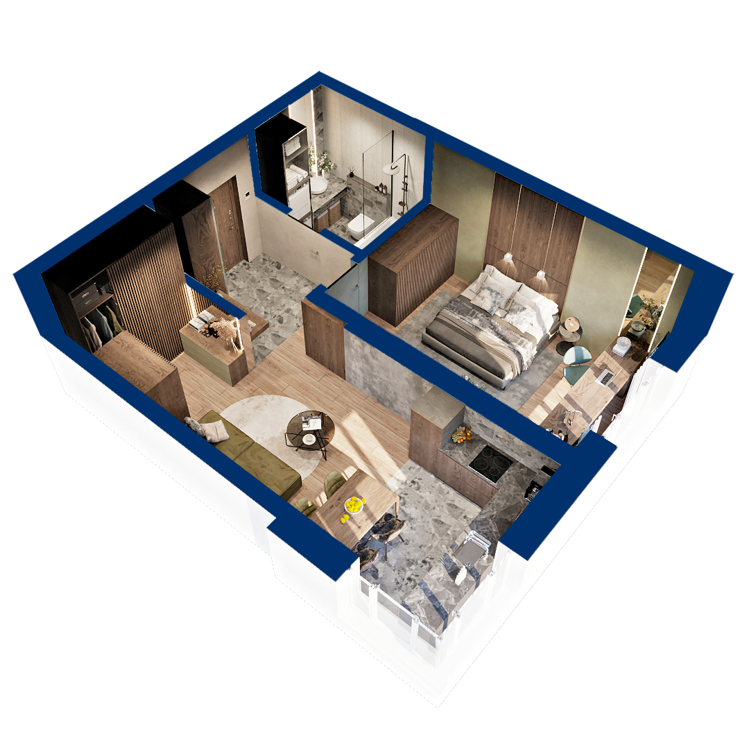 1-комнатная 43 м2 в ЖК Вершина корпус null этаж 13