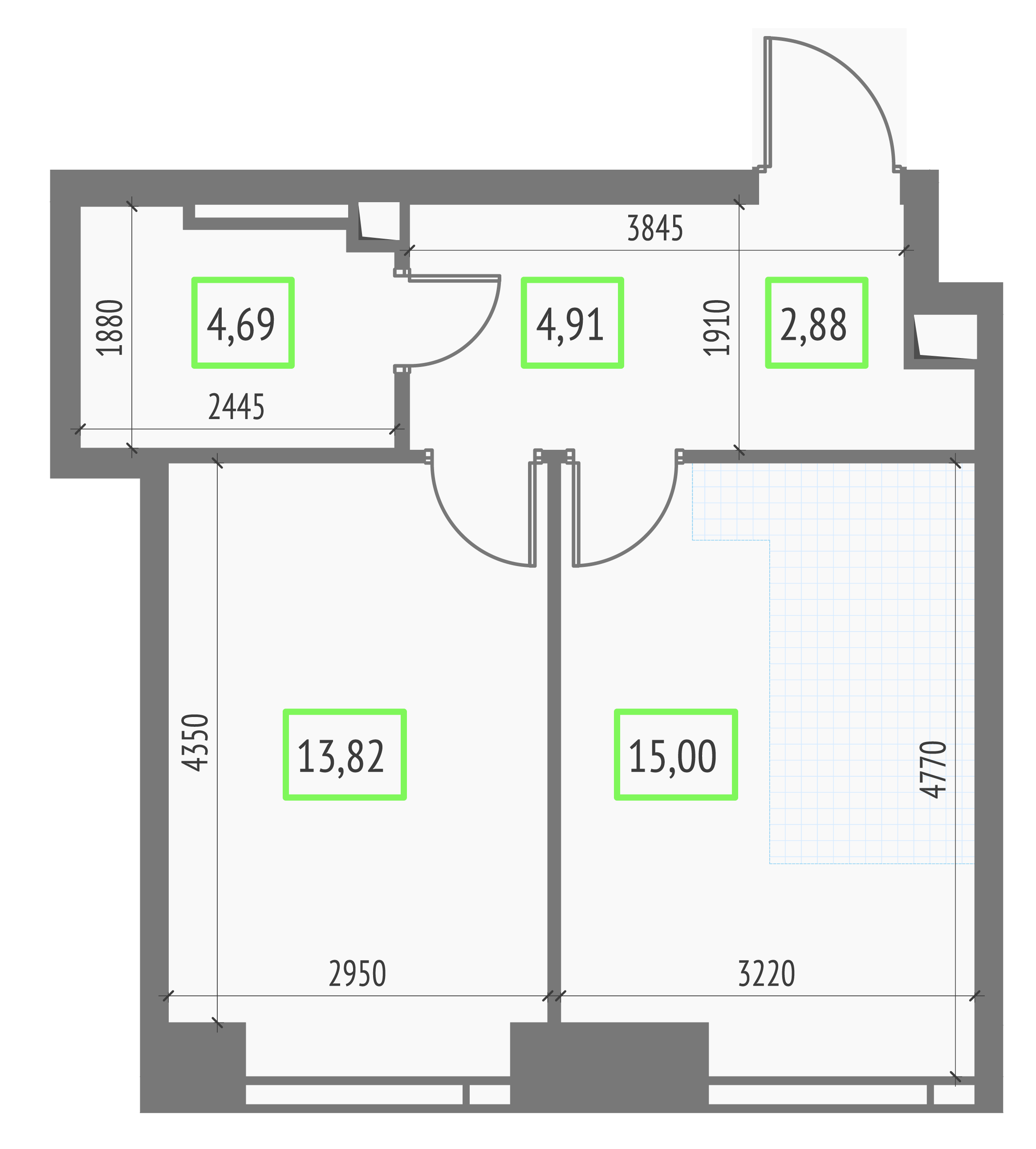 1-комнатная 41 м2 в ЖК Upside Towers корпус null этаж 23