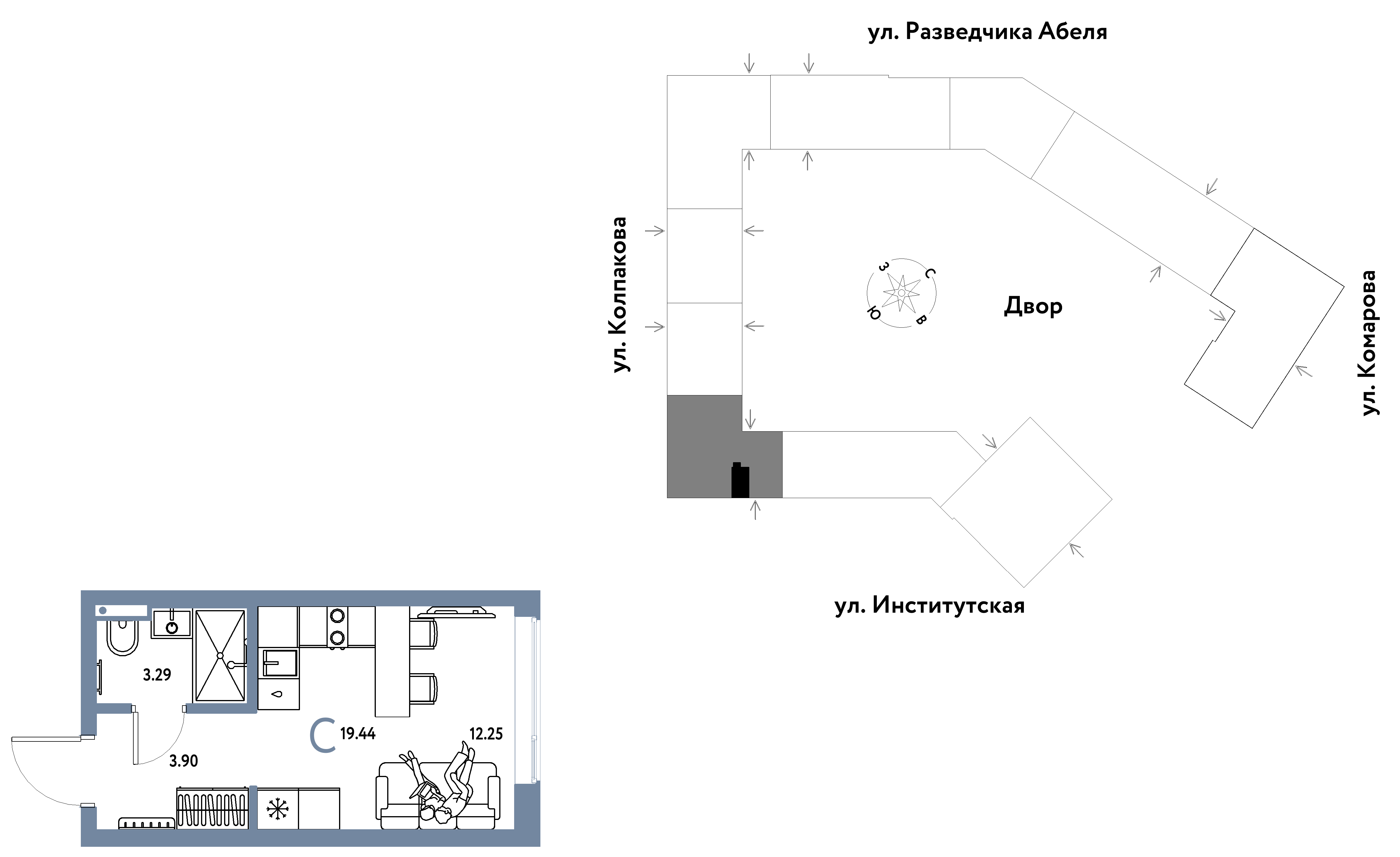 Студия 19 м2 в ЖК Страна.Парковая корпус null этаж 4