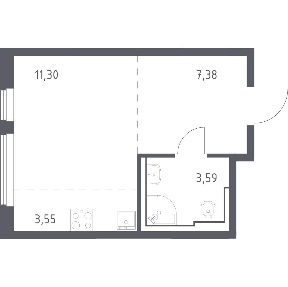 Студия 26 м2 в ЖК Остафьево корпус null этаж 5