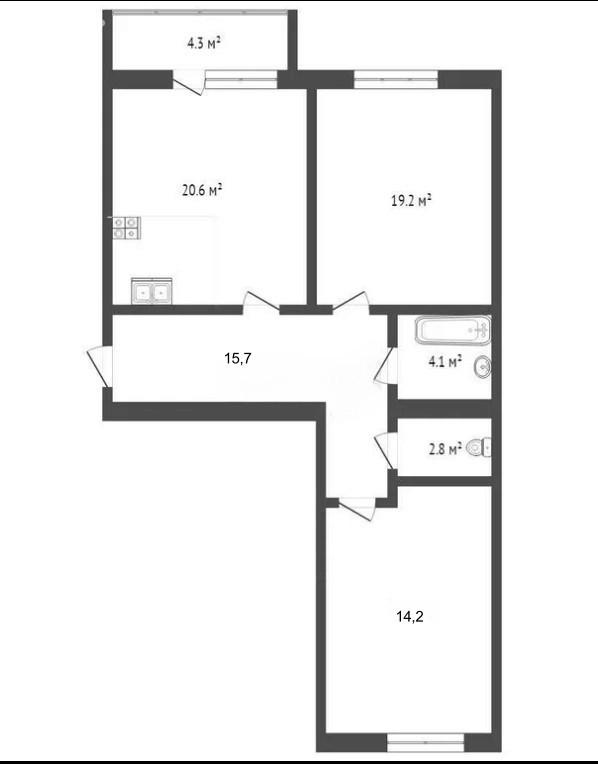 2-комнатная 76.8 м2 в ЖК undefined корпус null этаж 10