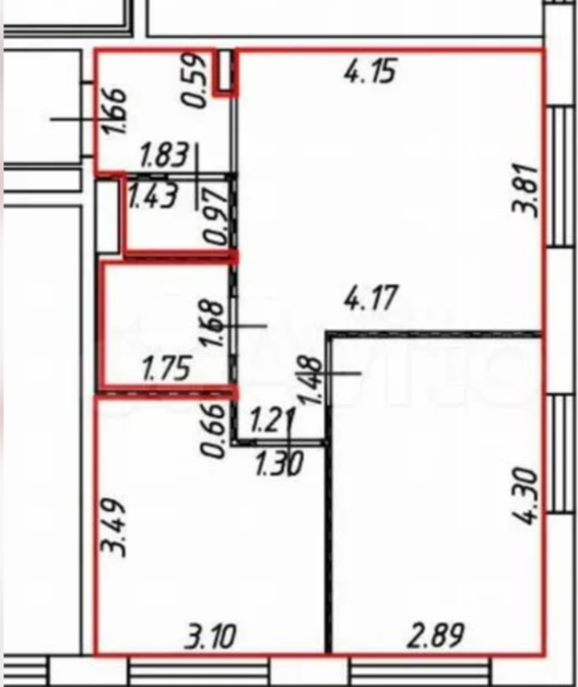 2-комнатная 47.2 м2 в ЖК undefined корпус null этаж 6