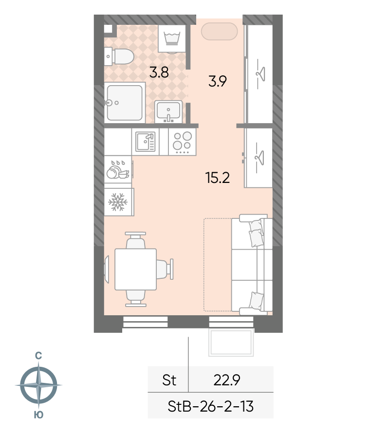 Студия 22 м2 в ЖК ЛУЧИ корпус null этаж 6