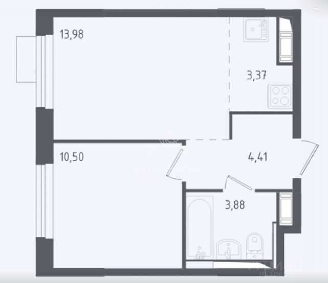 2-комнатная 36.1 м2 в ЖК undefined корпус null этаж 9