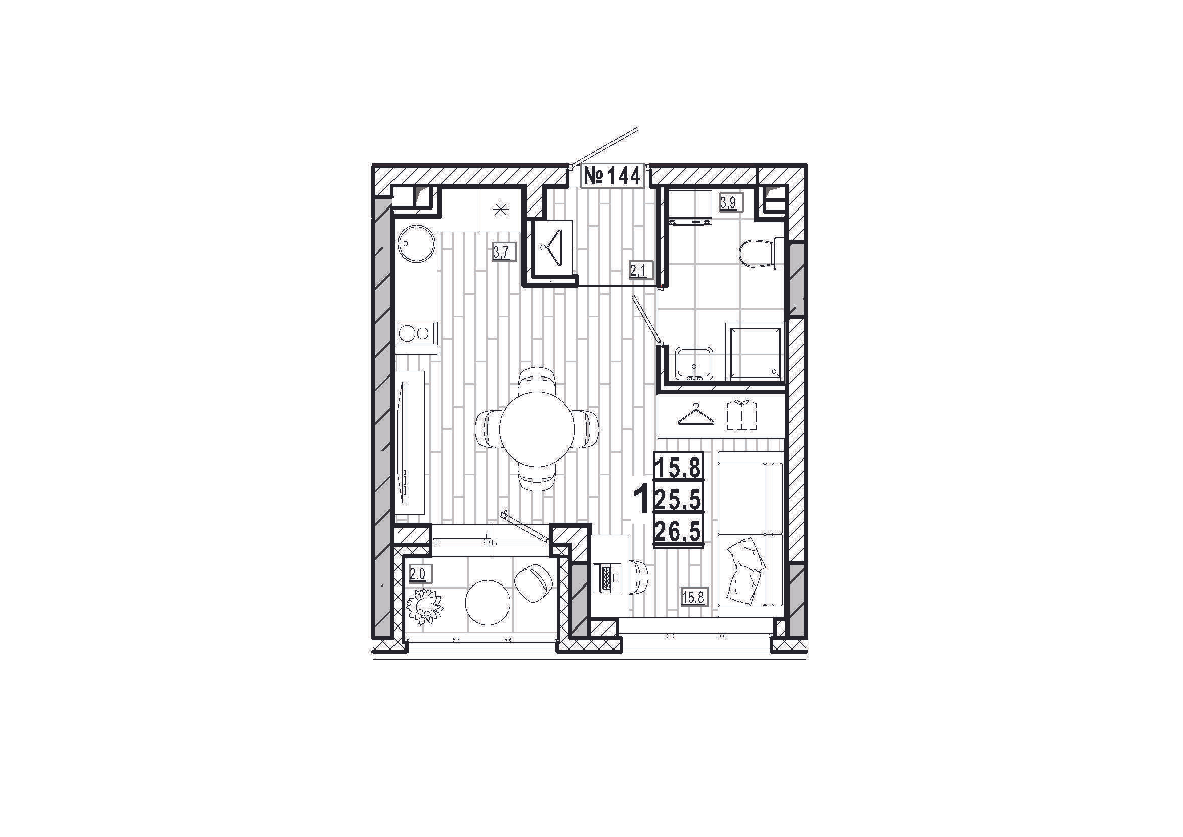 Студия 26 м2 в ЖК Дом на Маяковского корпус null этаж 1