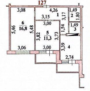 2-комнатная 50.1 м2 в ЖК undefined корпус null этаж 3