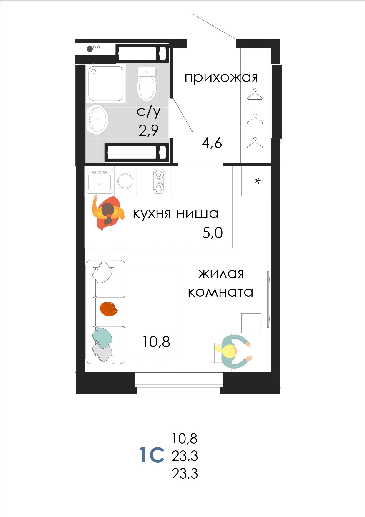 Студия 23 м2 в ЖК Дом Пятница корпус null этаж 17