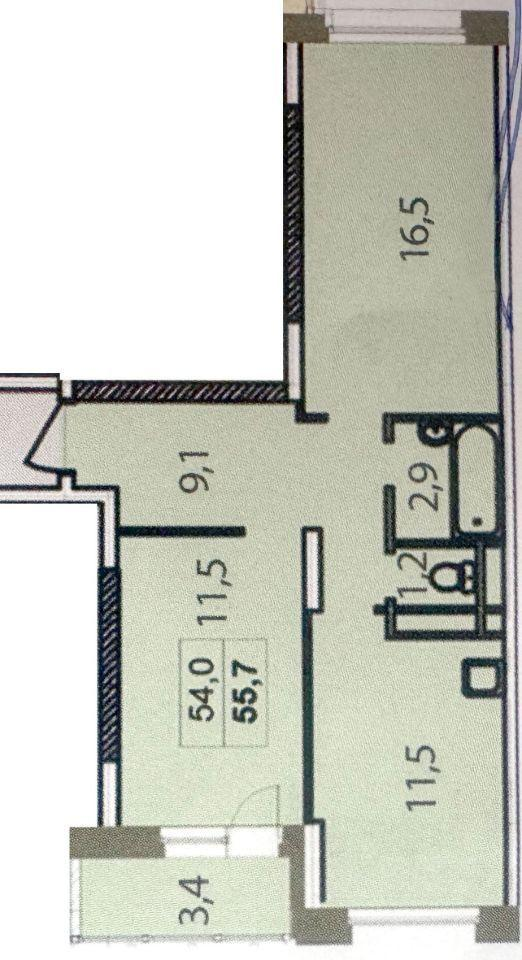 2-комнатная 55.8 м2 в ЖК undefined корпус null этаж 15