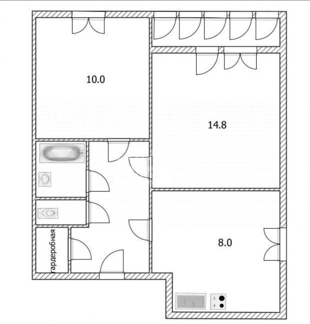 2-комнатная 43.1 м2 в ЖК undefined корпус null этаж 23