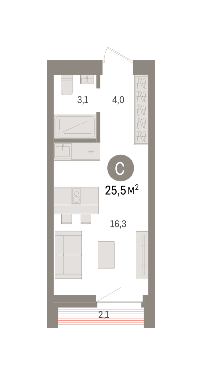 Студия 25 м2 в ЖК Речной порт корпус null этаж 4