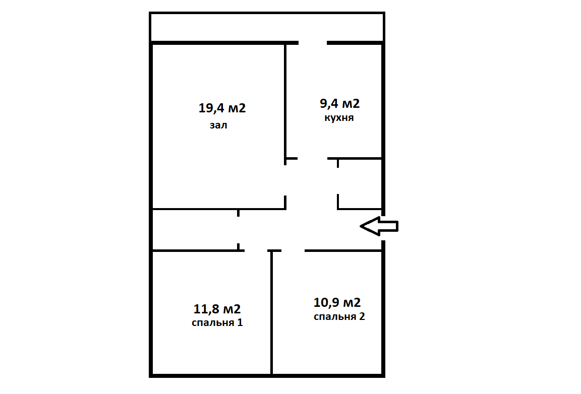 3-комнатная 69.3 м2 в ЖК undefined корпус null этаж 5