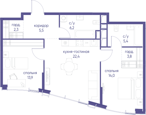 Студия 28 м2 в ЖК Символ корпус null этаж 13