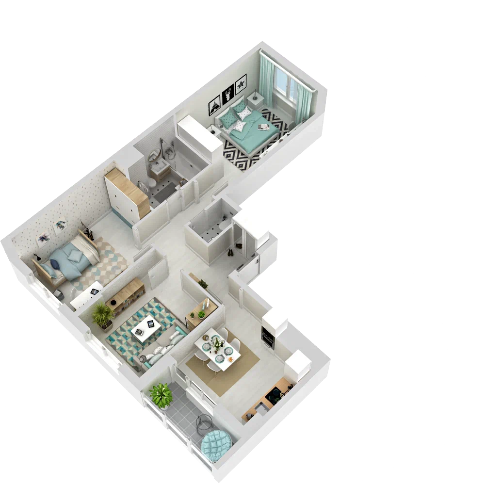 3-комнатная 62 м2 в ЖК Друзья корпус null этаж 18