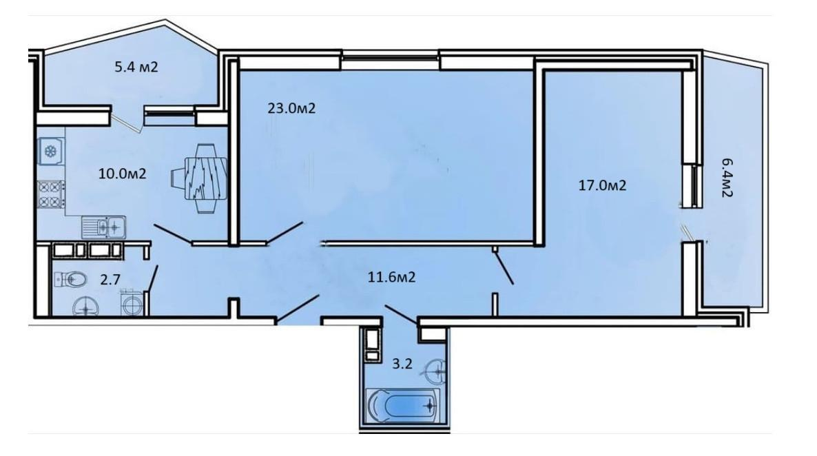 2-комнатная 82.6 м2 в ЖК undefined корпус null этаж 18
