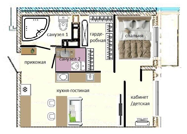 1-комнатная 36.5 м2 в ЖК undefined корпус null этаж 17